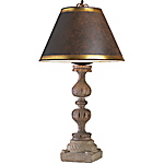 C173-TL 197-1 By ARTE DE MEXICO - Iron Lighting Collection Distressed Wood with Stone Base Finish Carved Wood and Stone
